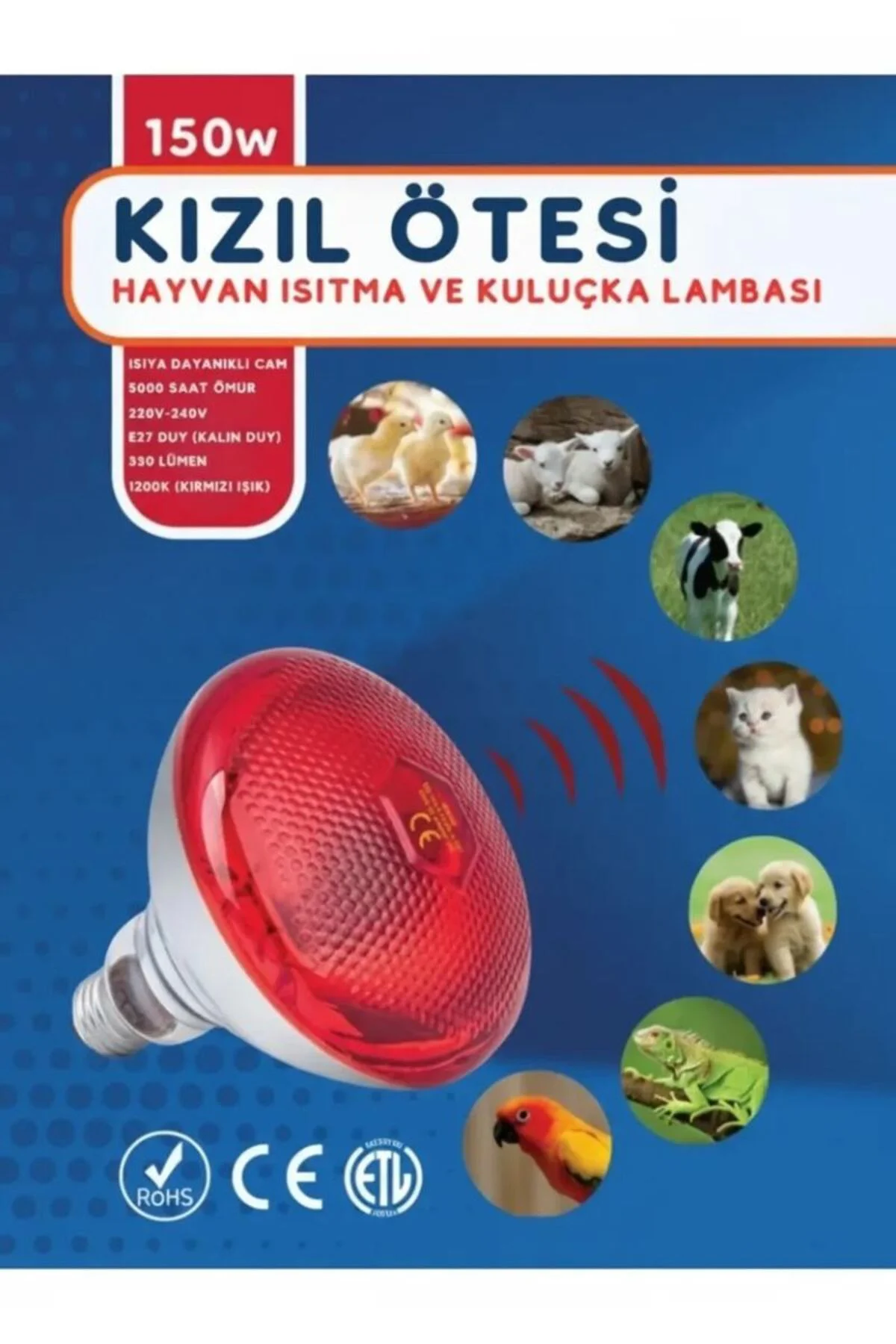 (6 Adet) 150w Kızılötesi Isıtıcılı Hayvan Isıtma Ve Kuluçka Lamba (6 Adet) 150w Kızılötesi Isıtıcılı Hayvan Isıtma Ve Kuluçka Lamba