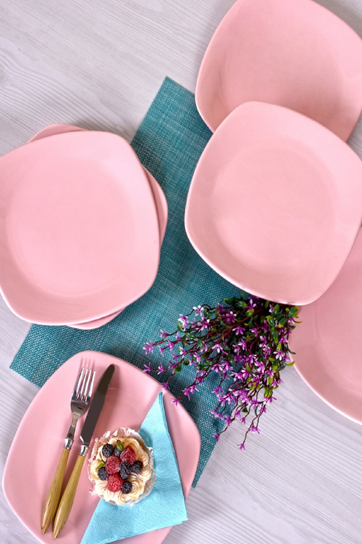 Keramika 6 Adet 27 Cm Açık Pembe Köşem Servis Tabağı St001006f551a0000000a