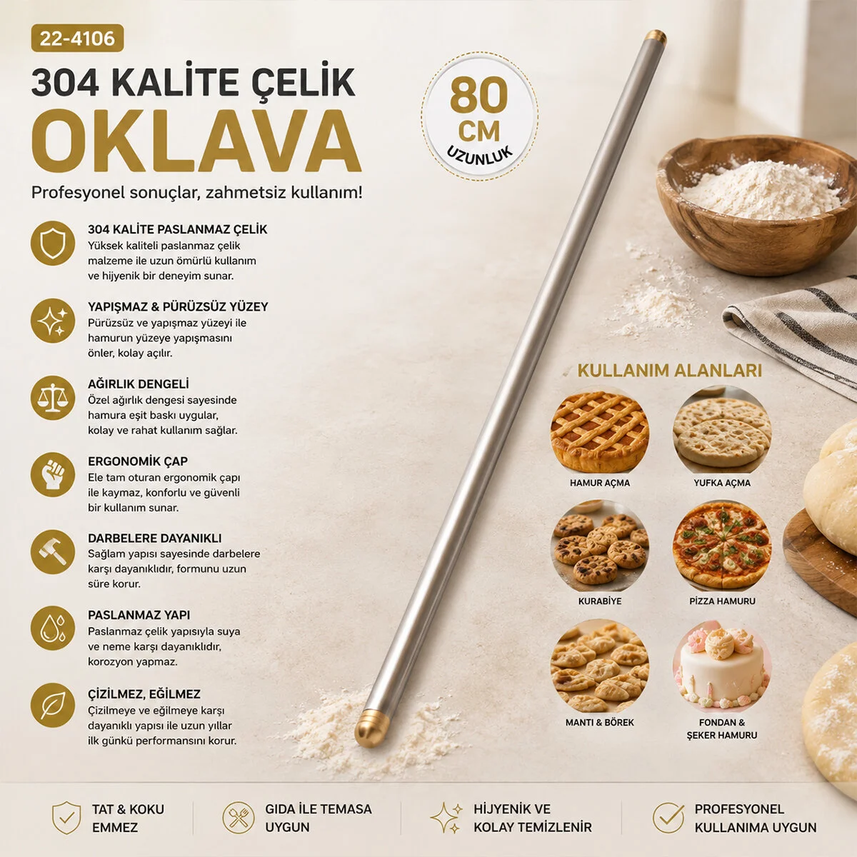 6 Adet 80CM Çelik Lux Metal Oklava Fiyatı, Yorumları ve Özellikleri