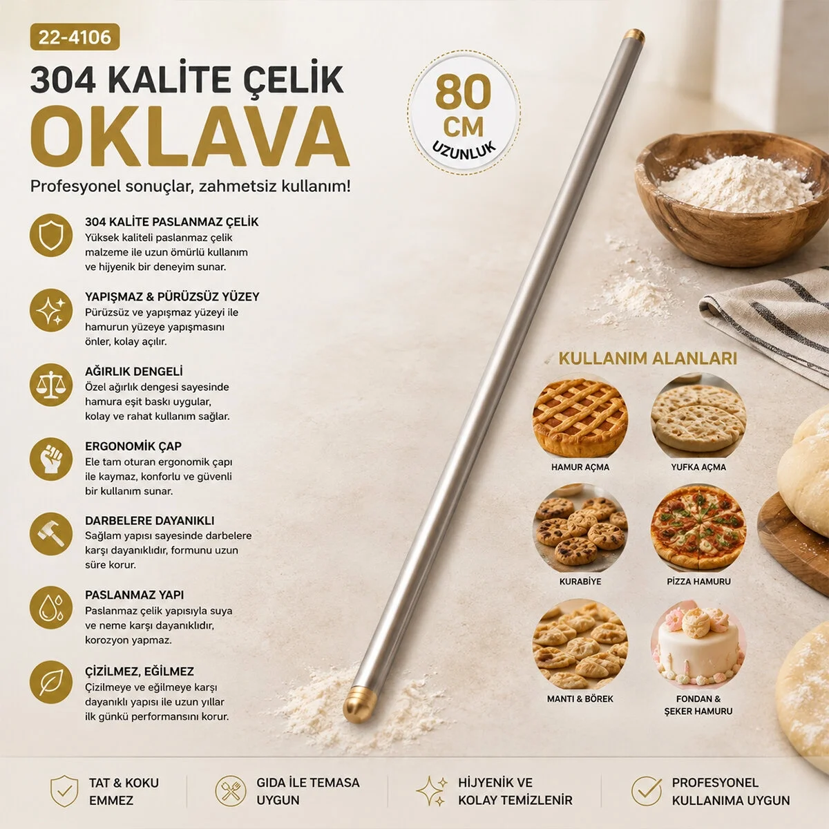 6 Adet 80cm Çelik Lux Metal Oklava Bx40 Fiyatı, Yorumları ve Özellikleri