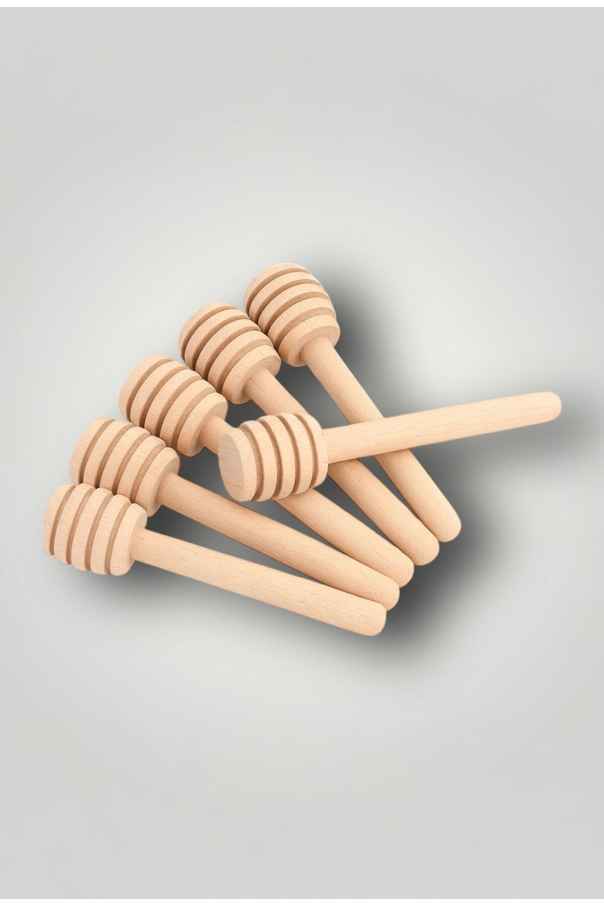 6 Adet Ahşap Bal Kaşığı Seti Bal Damlalığı Bal Servis Kaşığı