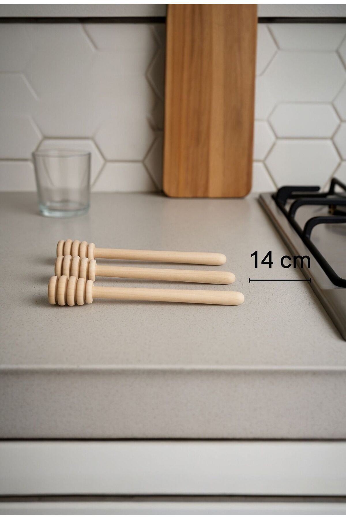 6 adet Ahşap Bal Kaşığı Tekli Bal Servis Aparatı 14 cm