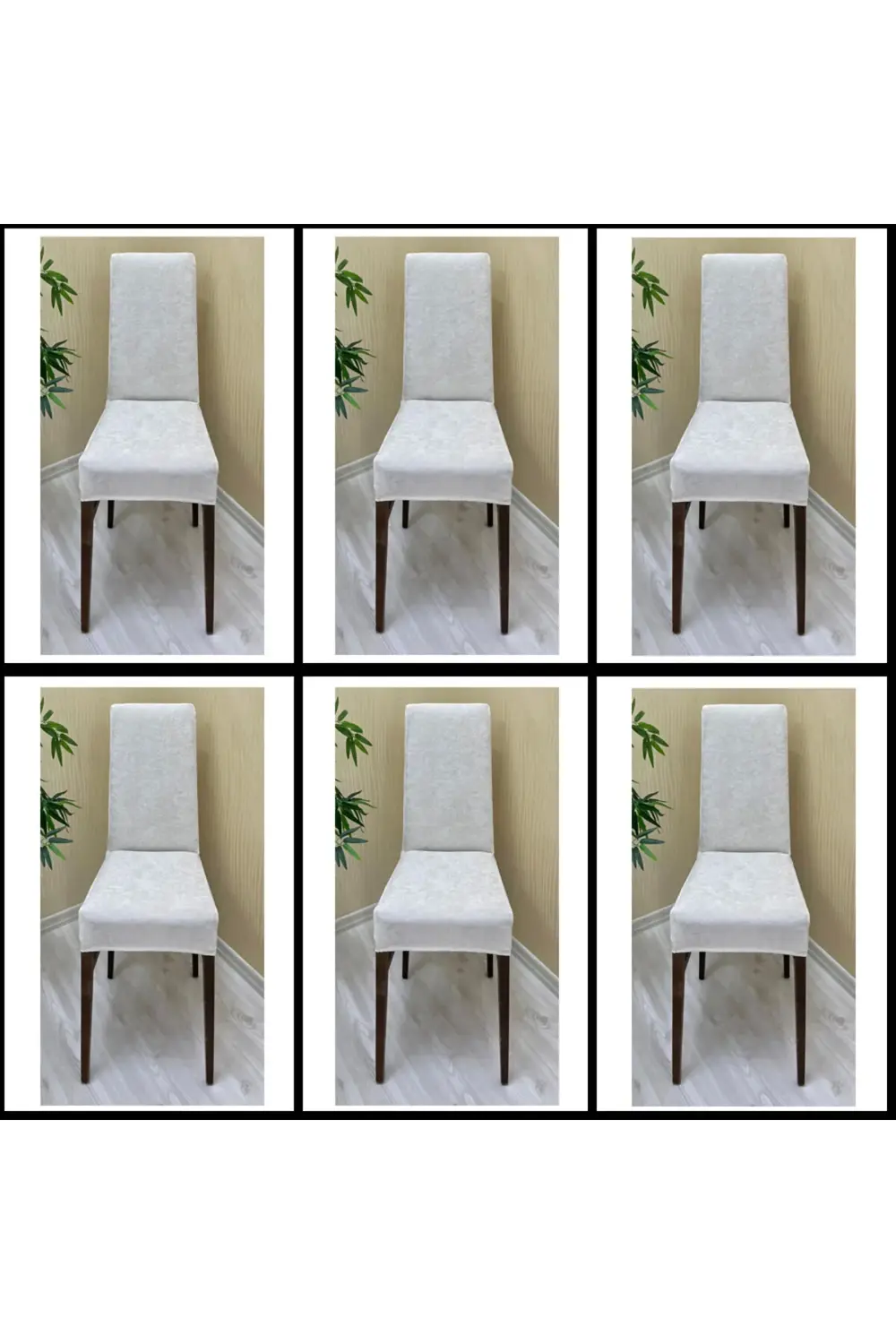 6 Adet BabyFace Kadife Kumaş Sandalye Kılıfı Yıkanabilir Likralı