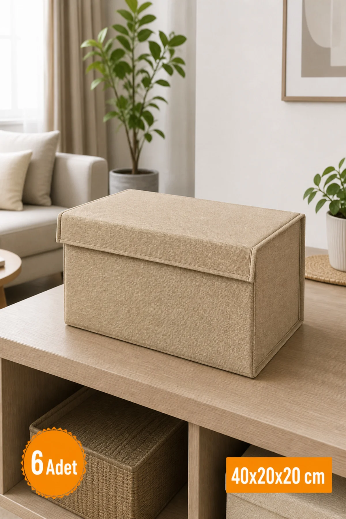 6 Adet Bej Kapaklı Dolap İçi Düzenleyici, Katlanabilir Kıyafet Saklama Kutusu, Raf Düzenleyici Organizer Large 40x20x20cm 6 Adet Bej Kapaklı Dolap İçi Düzenleyici, Katlanabilir Kıyafet Saklama Kutusu, Raf Düzenleyici Organizer Large 40x20x20cm