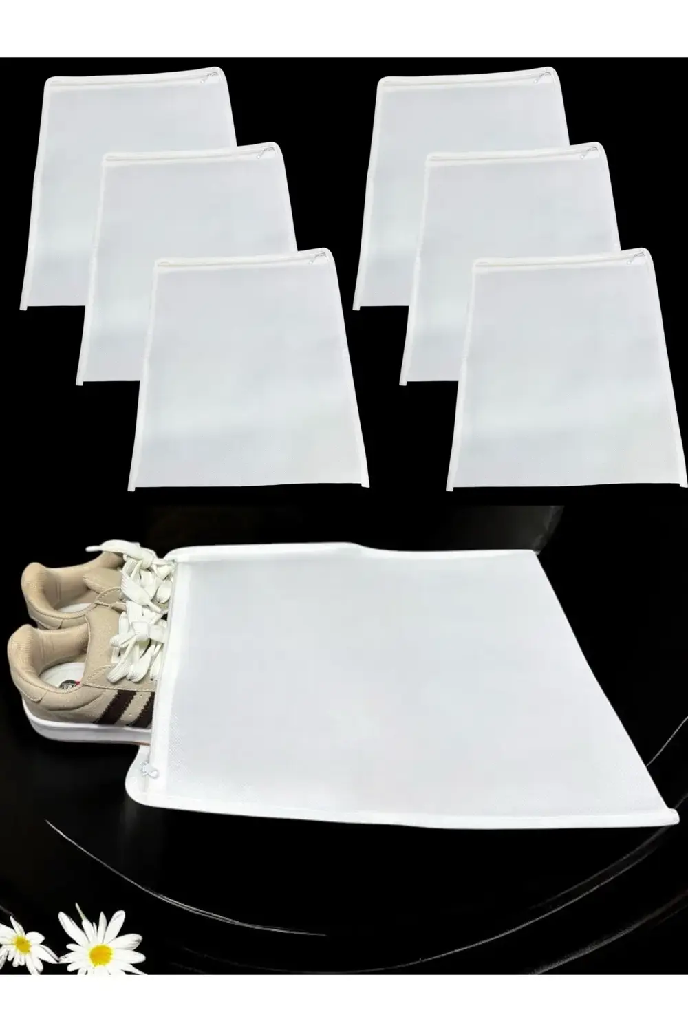 6 Adet Beyaz Ayakkabı Saklama Çantası Seyahat Hurcu Çok Amaçlı Fe