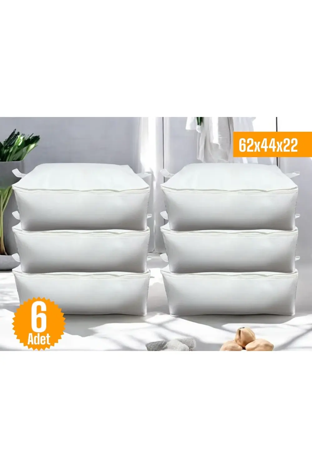 6 Adet Beyaz Baza Altı Ve Çekyat Tipi Hurç 62 X 44 X 22 Cm XLarge