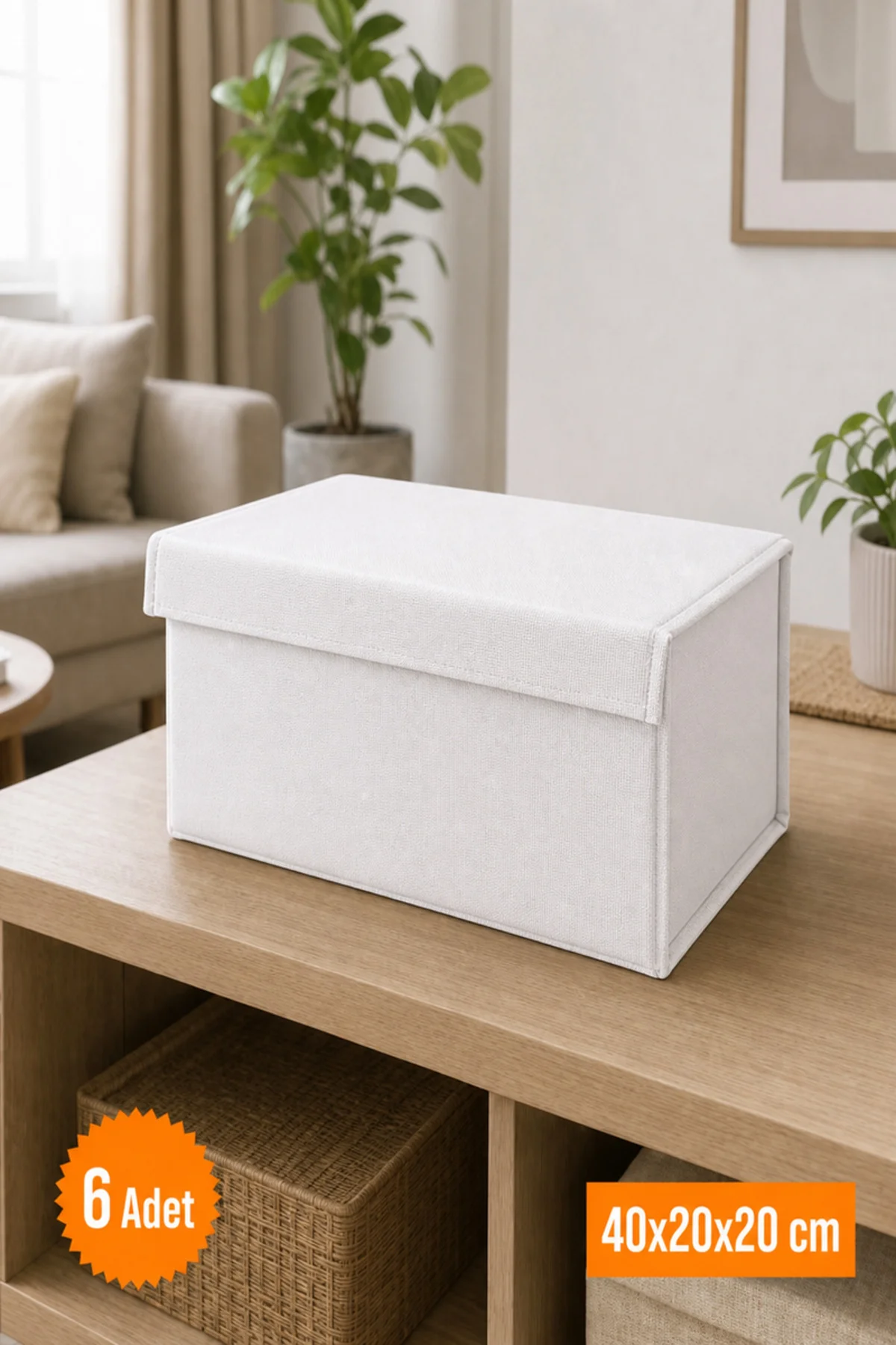 6 Adet Beyaz Kapaklı Dolap İçi Düzenleyici, Katlanabilir Kıyafet Saklama Kutusu, Raf Düzenleyici Organizer Large 40x20x20cm 6 Adet Beyaz Kapaklı Dolap İçi Düzenleyici, Katlanabilir Kıyafet Saklama Kutusu, Raf Düzenleyici Organizer Large 40x20x20cm