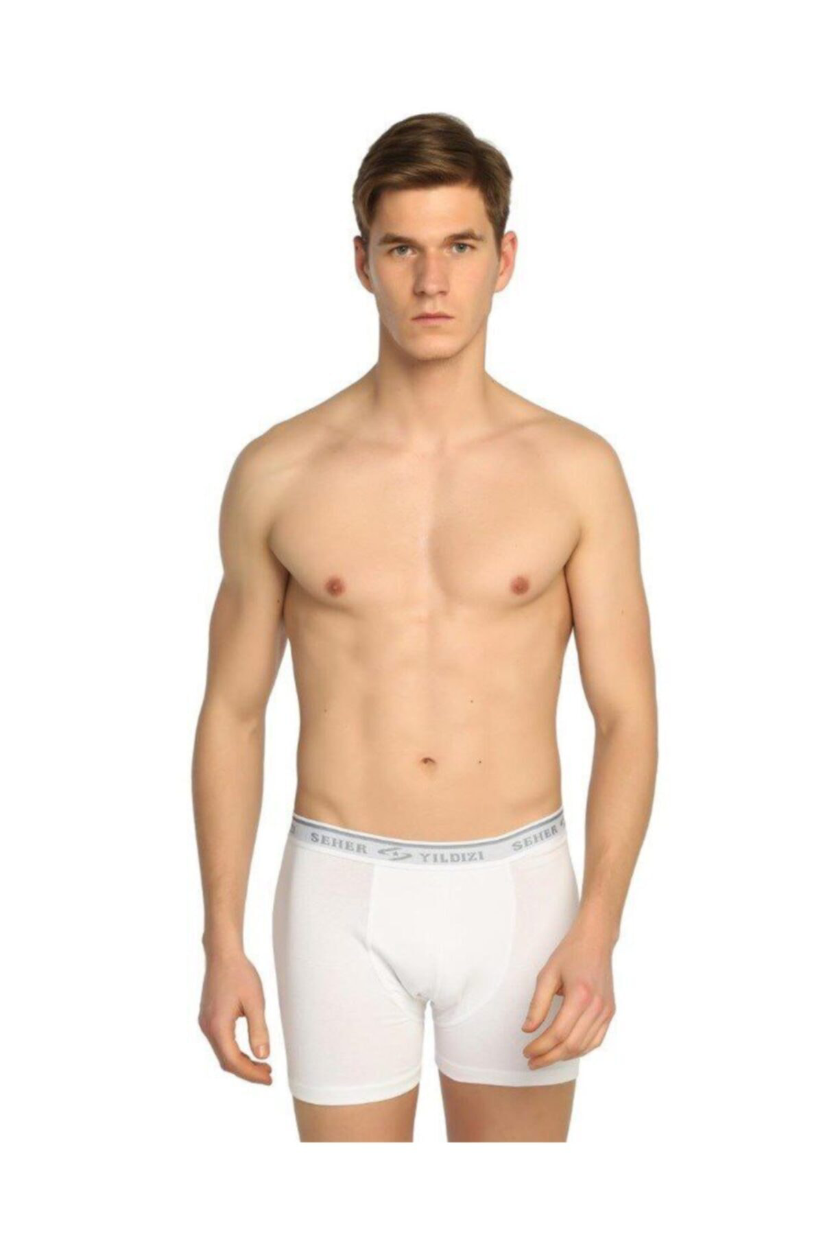 6 Adet Beyaz Renk Elastan Boxer Yeni Sezon