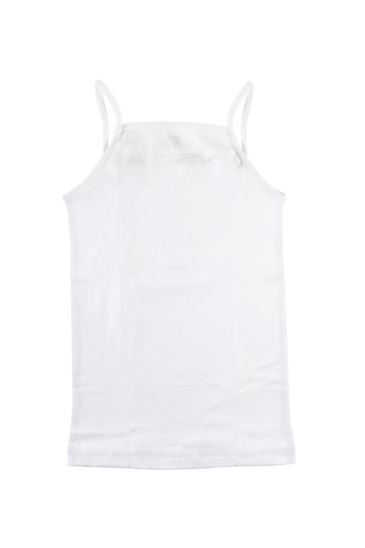 6 Adet Beyaz Renk Ribana Kız Çocuk Ip Askılı Atlet