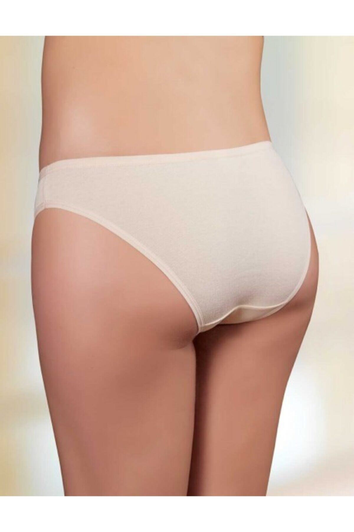 6 Adet Biyeli Ribana Düşük Bel Bayan Külot Ten Mb023