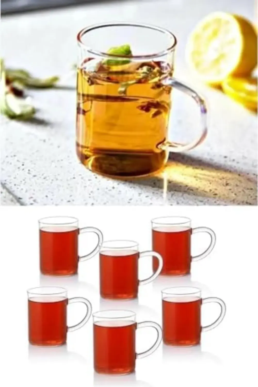 6 Adet Borosilikat Dayanıklı Termisil Cam Kupa Bardak 395519