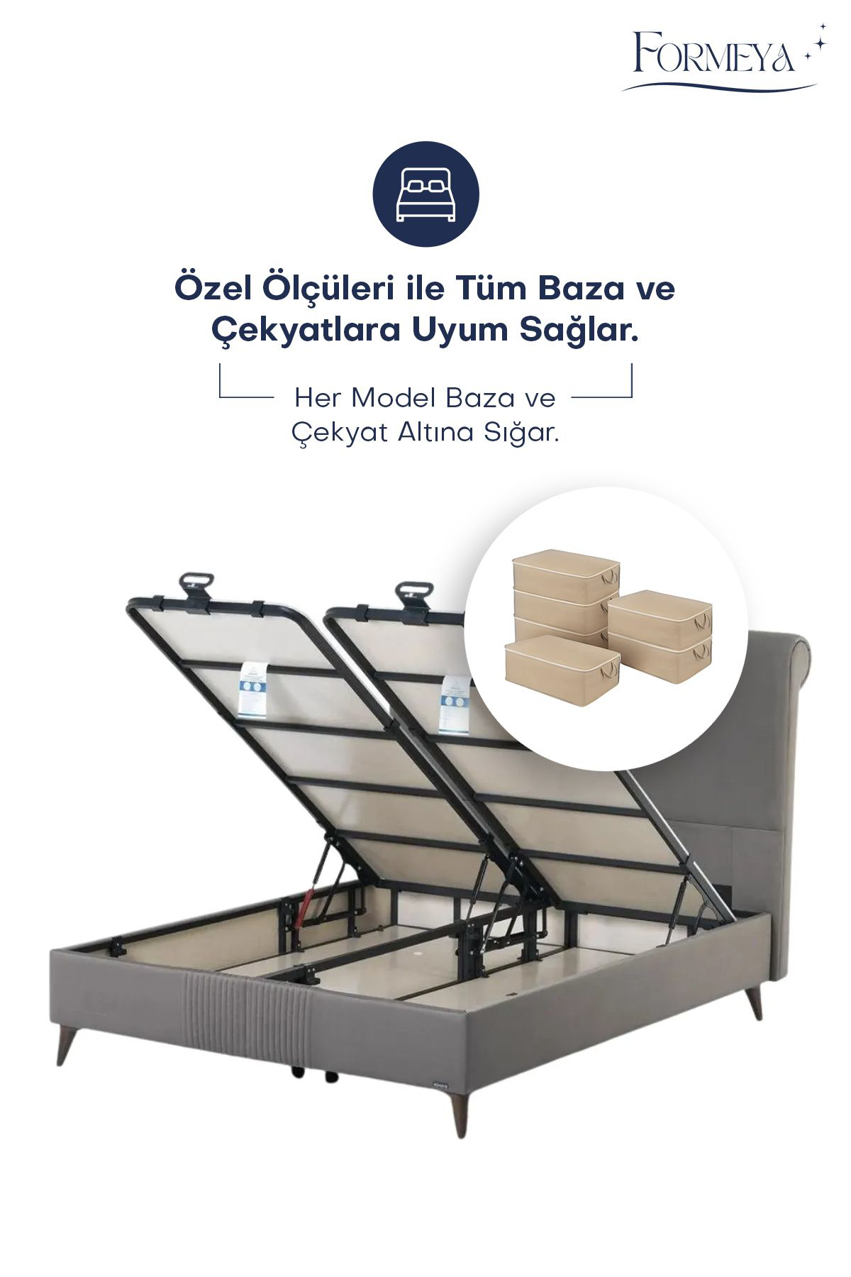 Formeya 6 Adet Büyük Boy Kahverengi Yatak Baza Alti Çok Amaçli Hurç 64 X