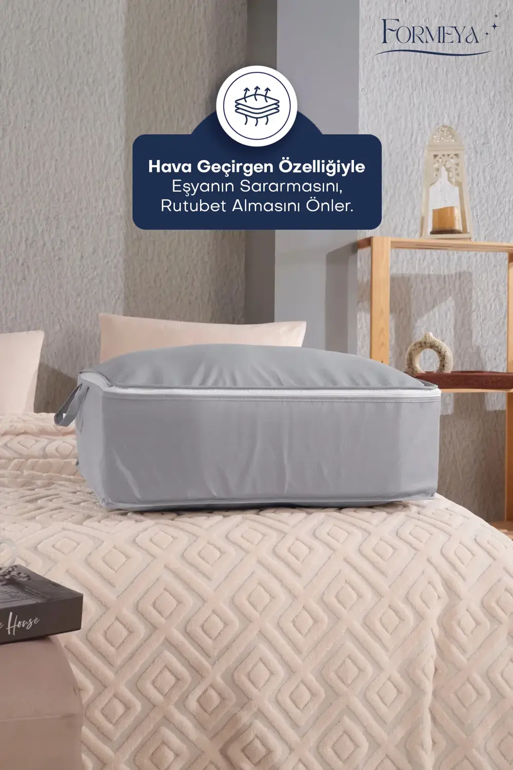 6 Adet Büyük Boy Gri Yatak Baza Altı Çok Amaçlı Hurç 64 x 45 x 22