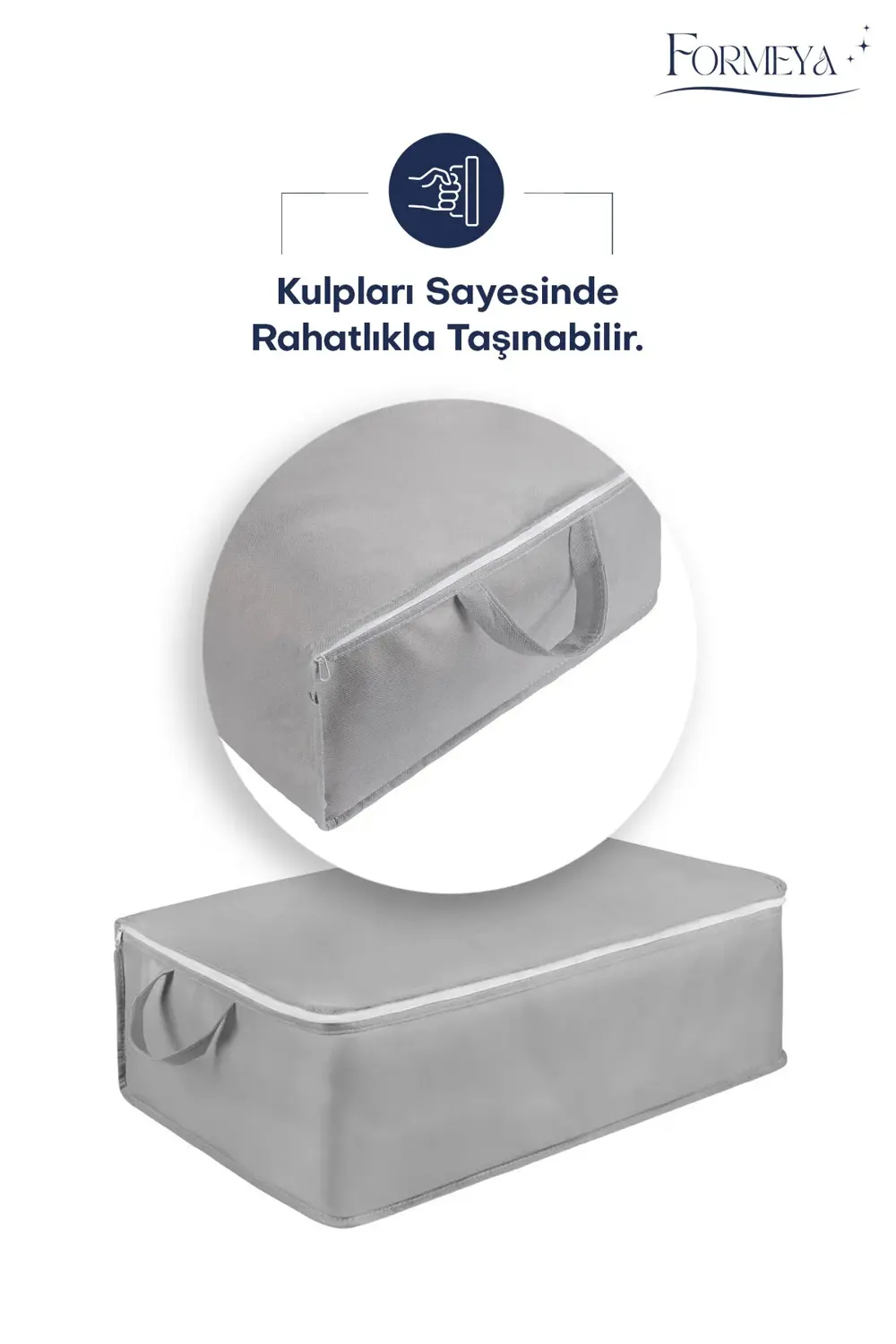 6 Adet Büyük Boy Gri Yatak Baza Altı Çok Amaçlı Hurç 64 x 45 x 22