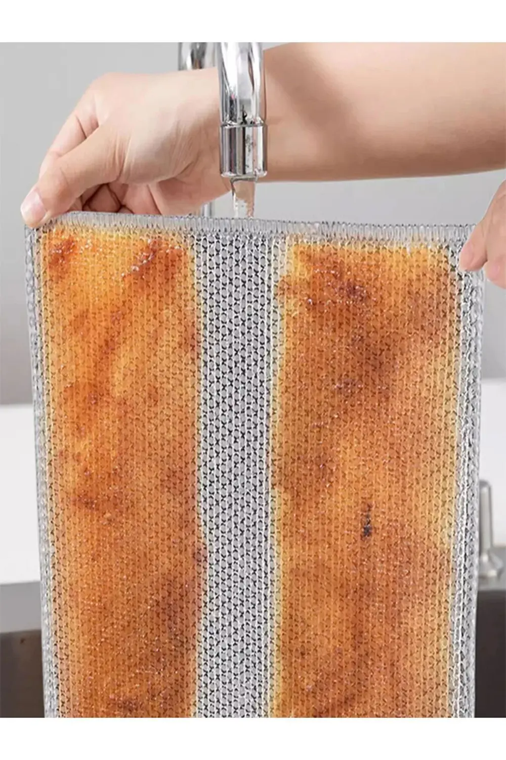 6 Adet Çizmez Çelik Tel Bulaşık Bezi – Çift Katmanlı Yağ ve Kir T