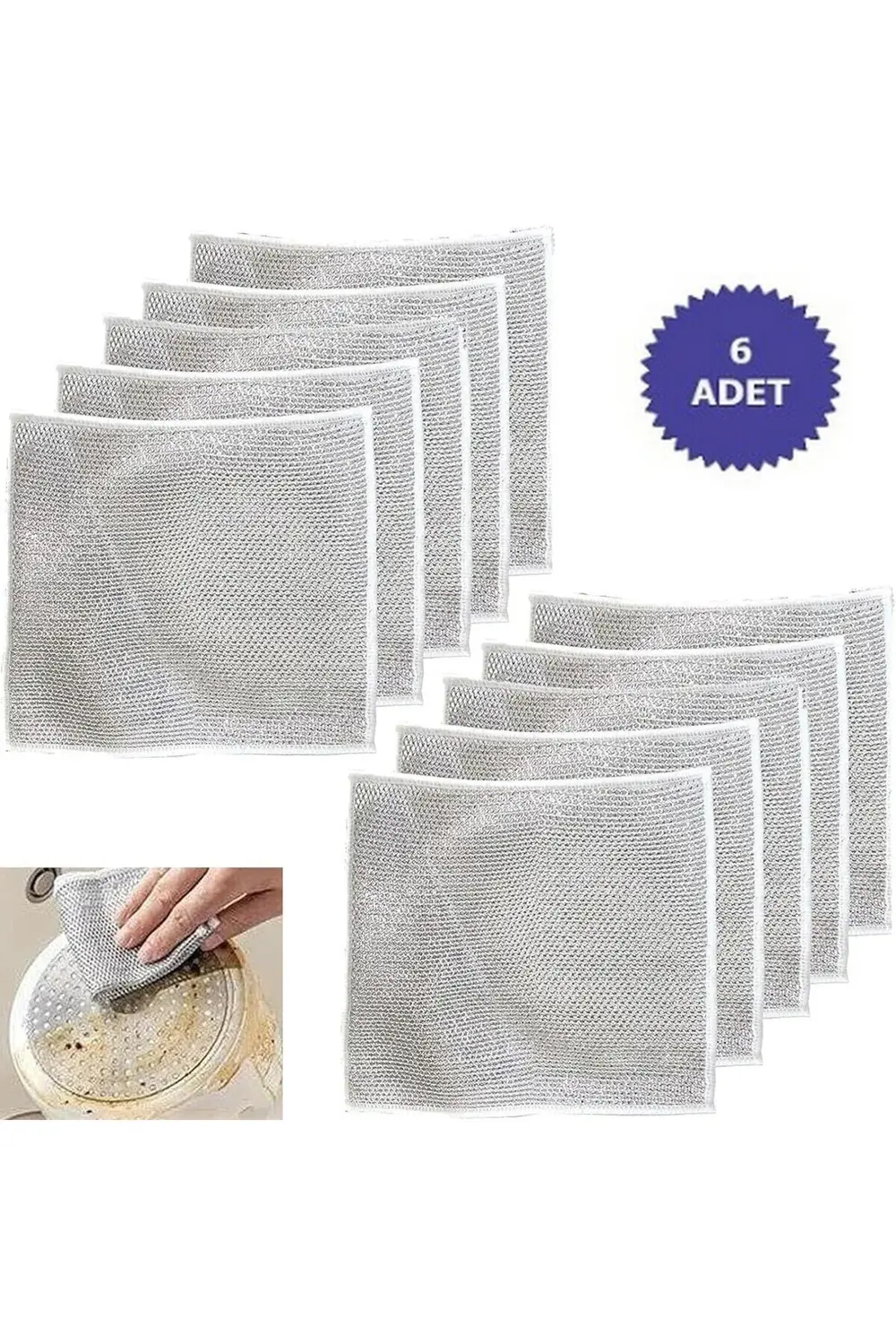 6 Adet Çok Amaçlı Tel Bulaşık Yıkama Bezi Yeni Çok Fonksiyonlu Çi