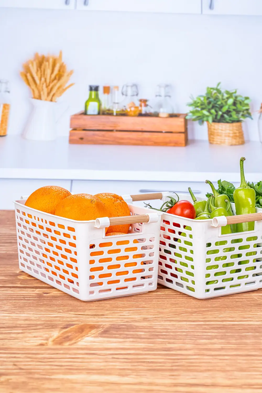 6 Adet Çok Amaçlı Tutacaklı Organizer Sepet - Dolap Içi Ve Buzdol