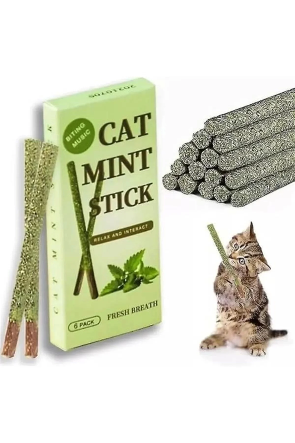 6 Adet Doğal Meyve Aromalı Matatabi Çubuğu Catnip Stick Kedi Catnip Dalı Cat Mint Stick