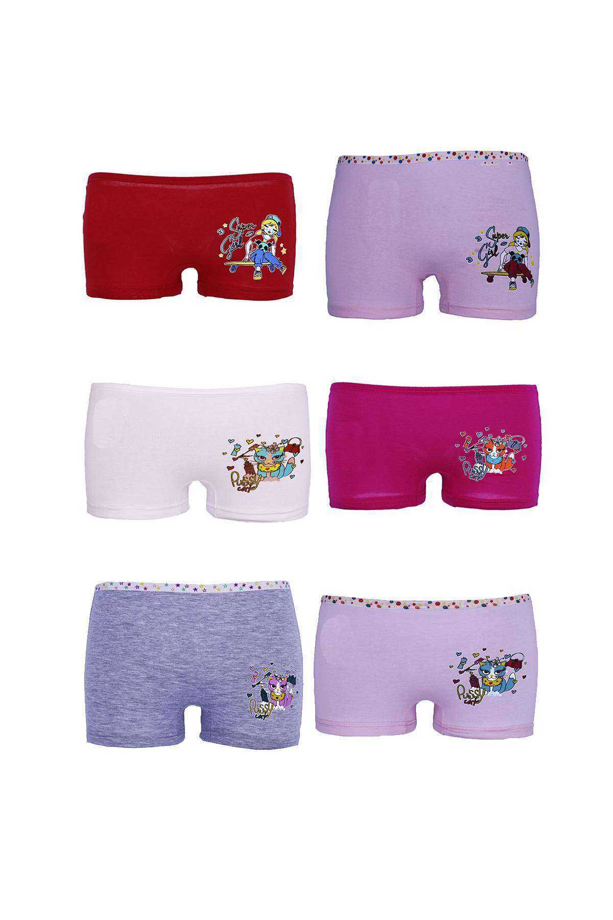 Just Cheap Store 6 Adet Düz Baskili Kiz Çocuk Boxer 402