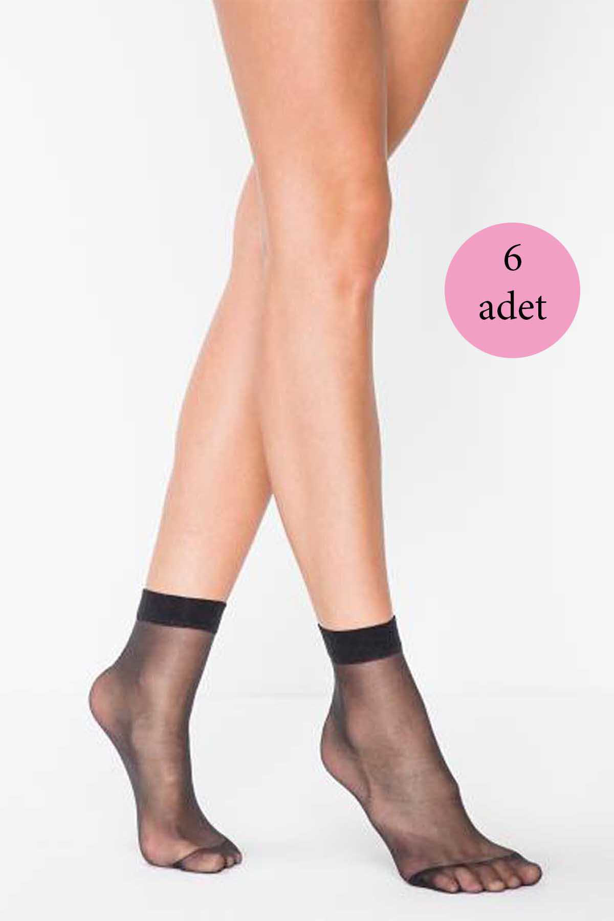 Just Cheap Store 6 Adet Fit 15 Soket İnce Parlak Kisa Çorap Siyah