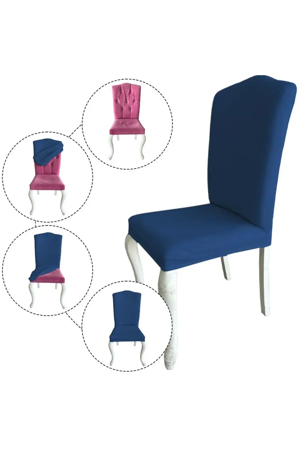 6 Adet Fransız Pamuklu Kumaş Avangarde Tipi Sandalye Kılıfı & San