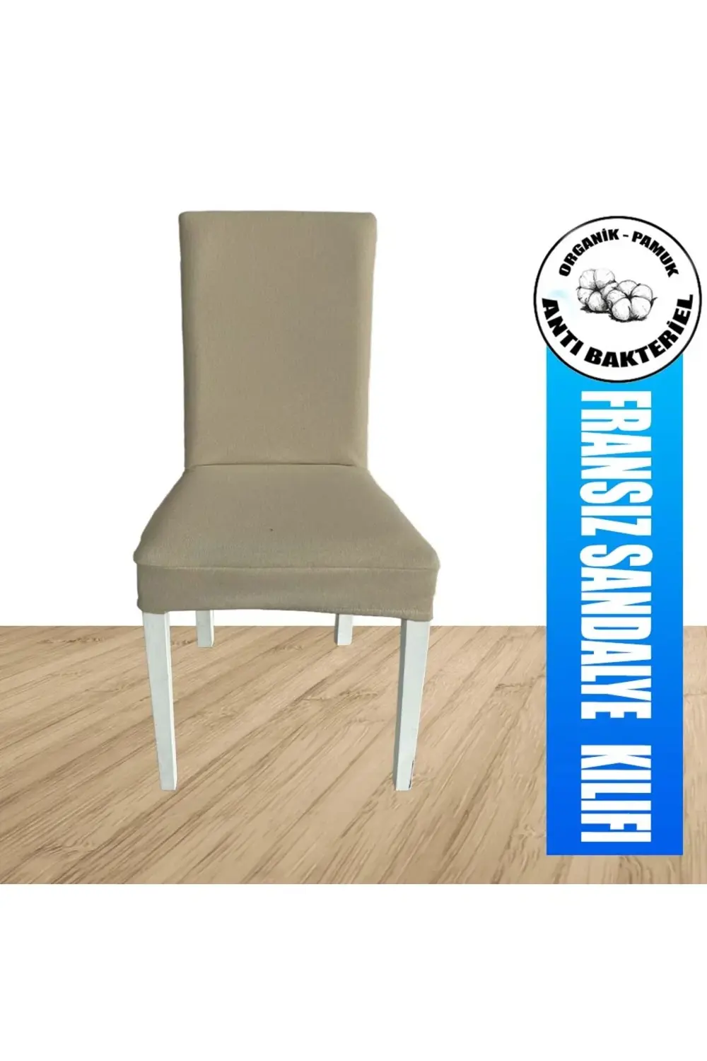 6 Adet Fransız Pamuklu Kumaş Salon Tipi Sandalye Kılıfı & Sandaly
