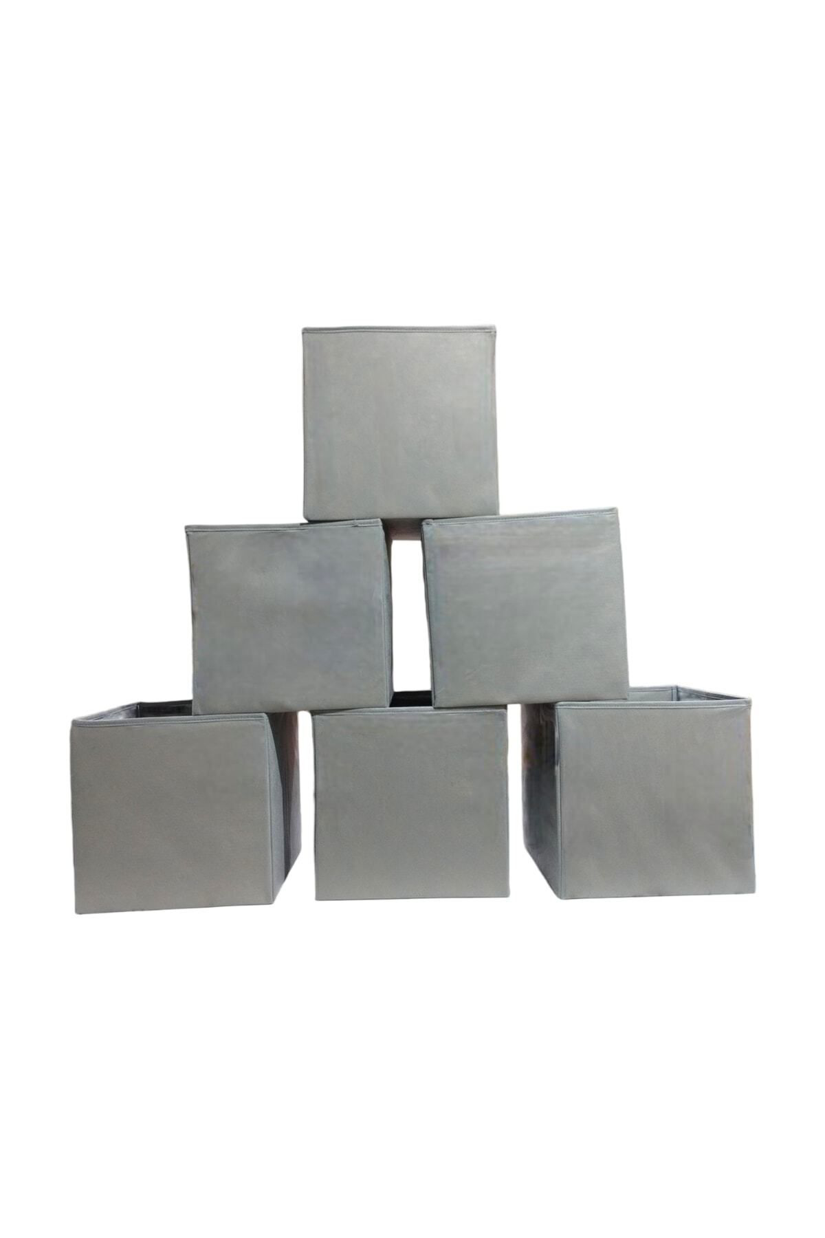 Balkan Room 6 Adet Gri Çok Amaçlı Dolap Düzenleyici Kutu Dekoratif Saklama Ku