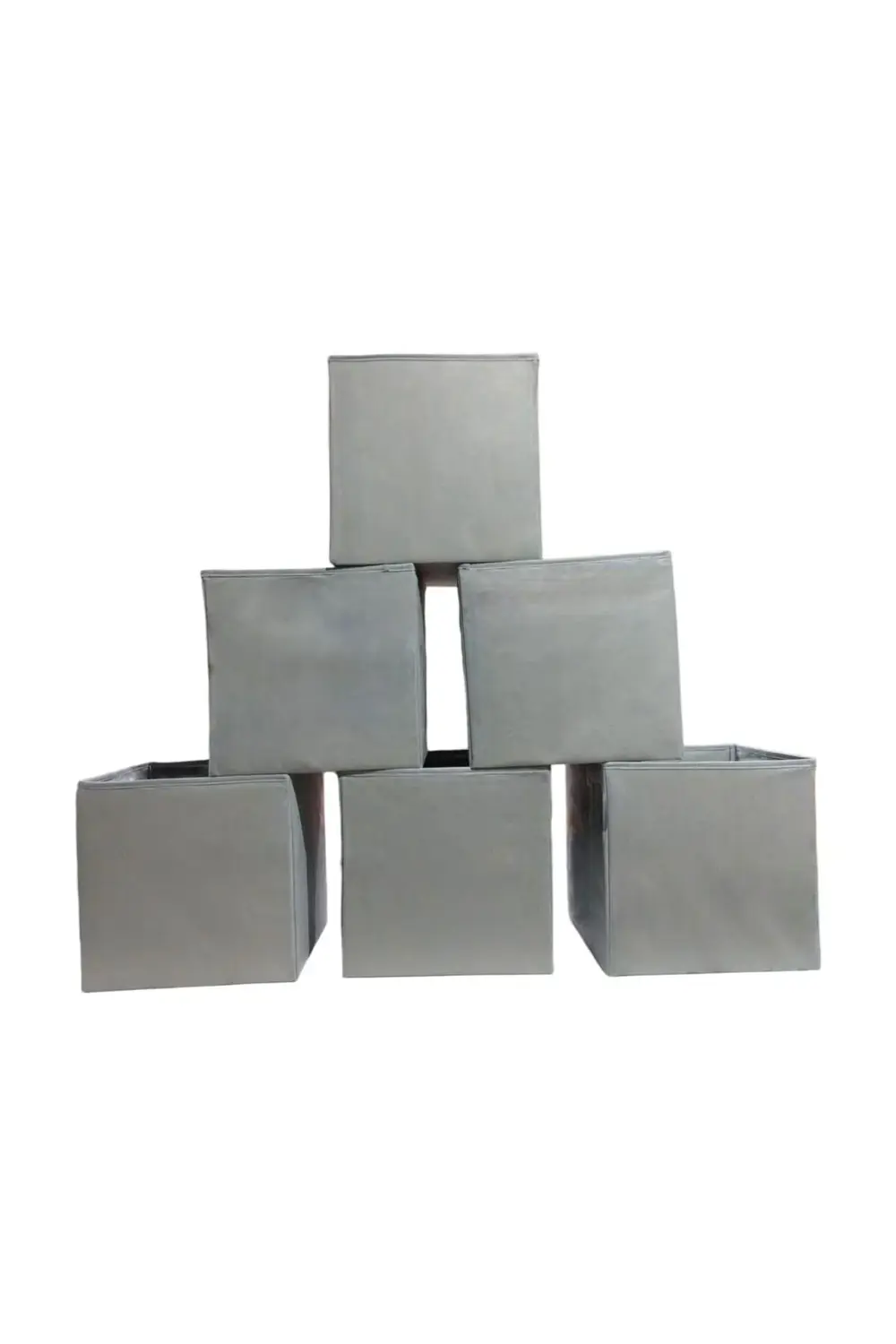 6 Adet Gri Çok Amaçlı Dolap Düzenleyici Kutu Dekoratif Saklama Ku