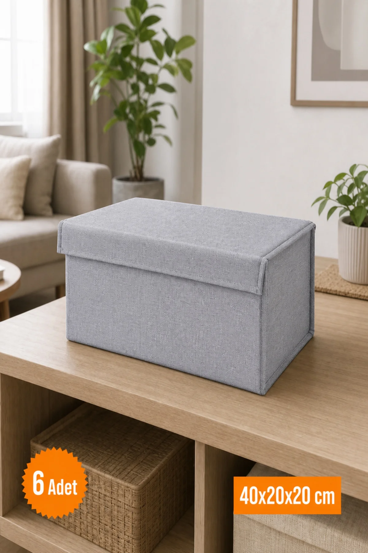 6 Adet Gri Kapaklı Dolap İçi Düzenleyici, Katlanabilir Kıyafet Saklama Kutusu, Raf Düzenleyici Organizer Large 40x20x20cm 6 Adet Gri Kapaklı Dolap İçi Düzenleyici, Katlanabilir Kıyafet Saklama Kutusu, Raf Düzenleyici Organizer Large 40x20x20cm