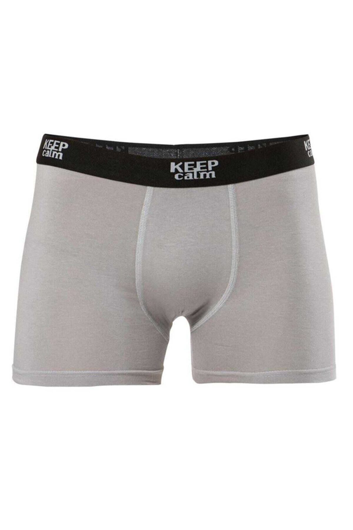 6 Adet Gri Renk Likralı Modal Boxer