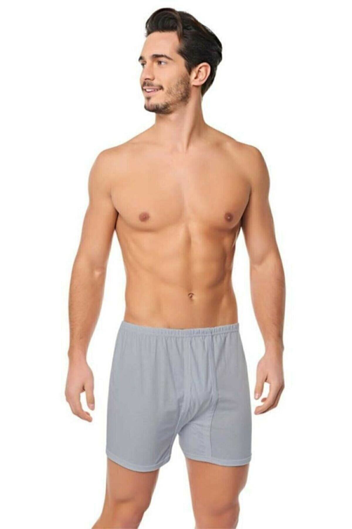 6 Adet Gri Renk Paçalı Boxer