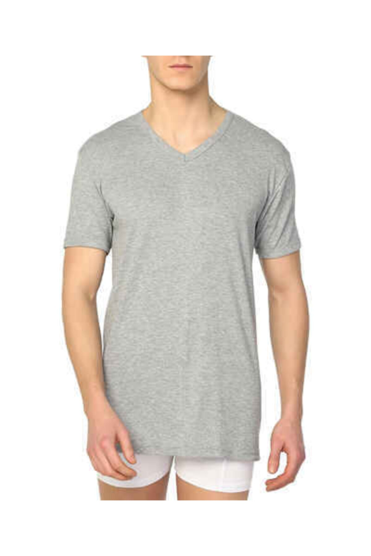 6 Adet Beyaz Renk V Yaka Kısa Kollu Fanila