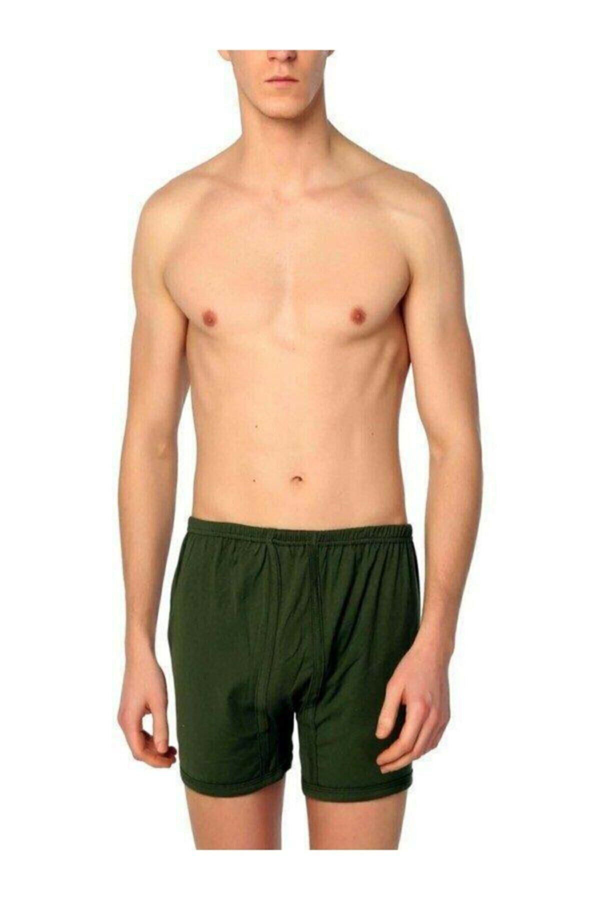 6 Adet Haki Renk Paçalı Boxer