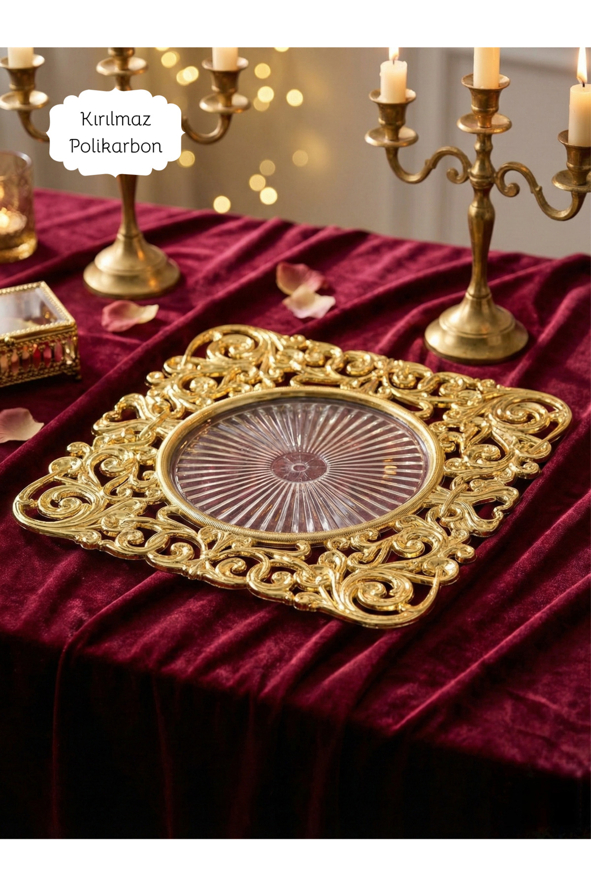 6 Adet Kare Gold Supla Seti 30 cm - Kare Amerikan Servis ve Yemek