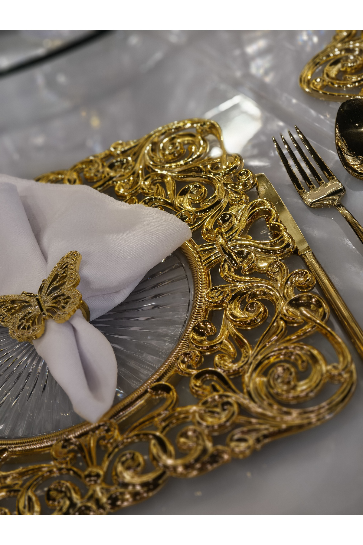 6 Adet Kare Gold Supla Seti 30 cm - Kare Amerikan Servis ve Yemek