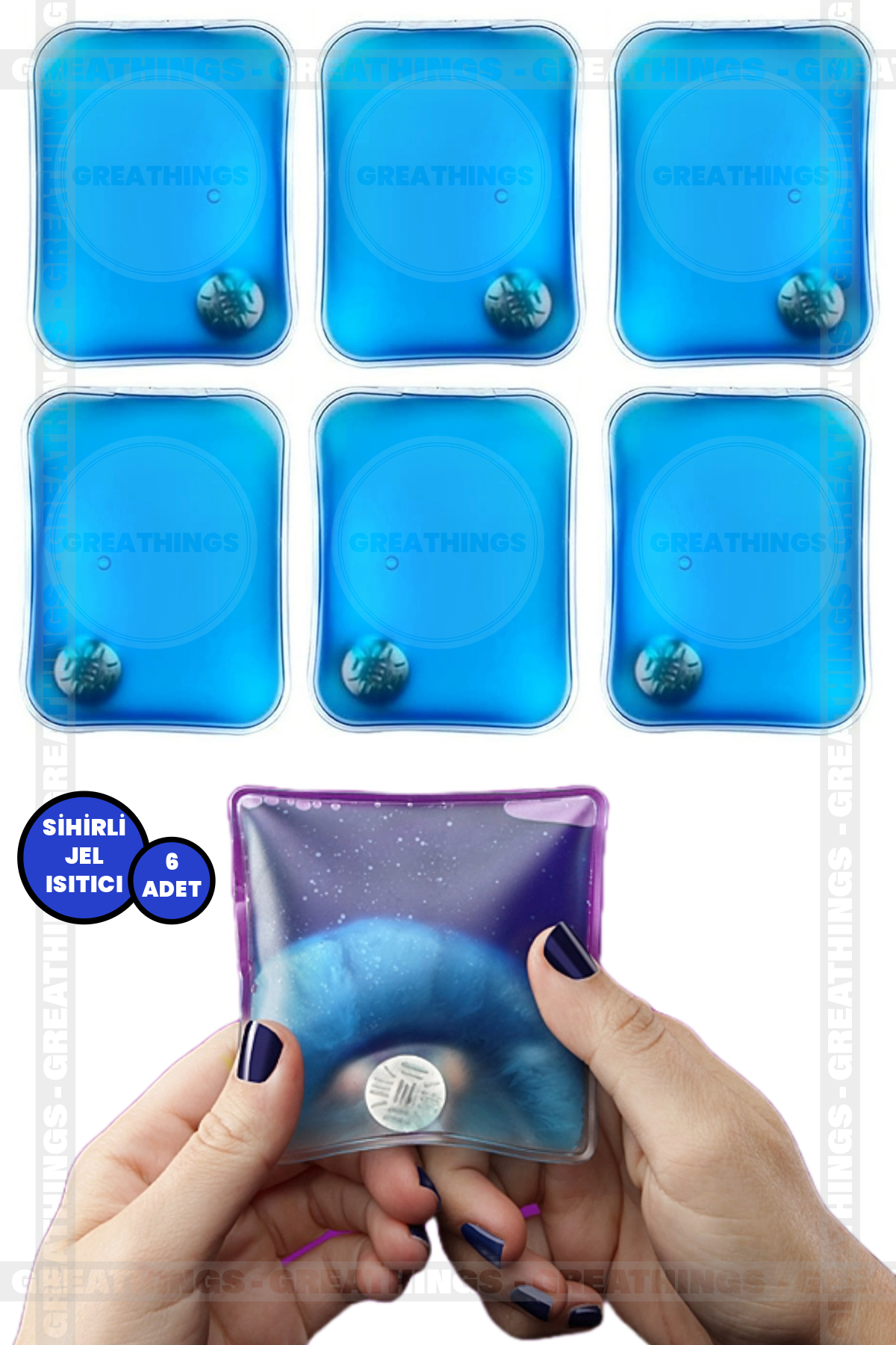 6 Adet Kare Şekilli Sihirli Jel Isıtıcı, Isınmatik, Cep Sobası, A