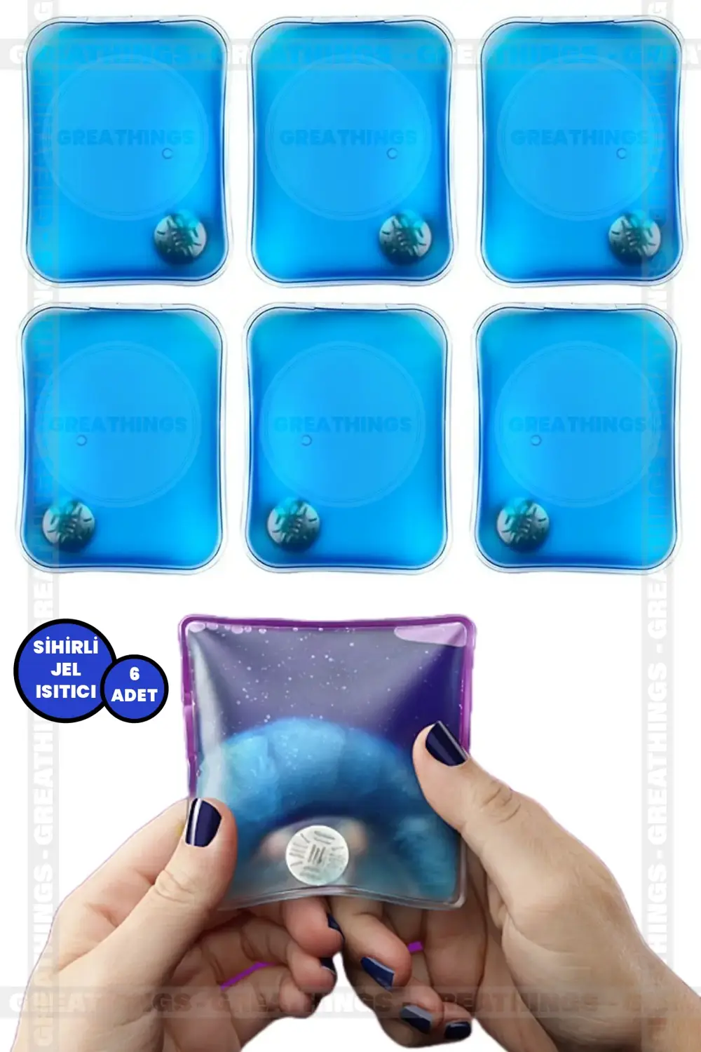 6 Adet Kare Şekilli Sihirli Jel Isıtıcı, Isınmatik, Cep Sobası, A