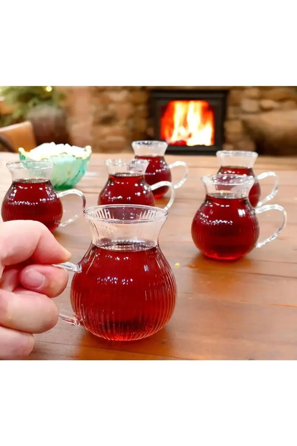 6 Adet Keyfi Ala Borosilikat 6'lı Çay Bardağı