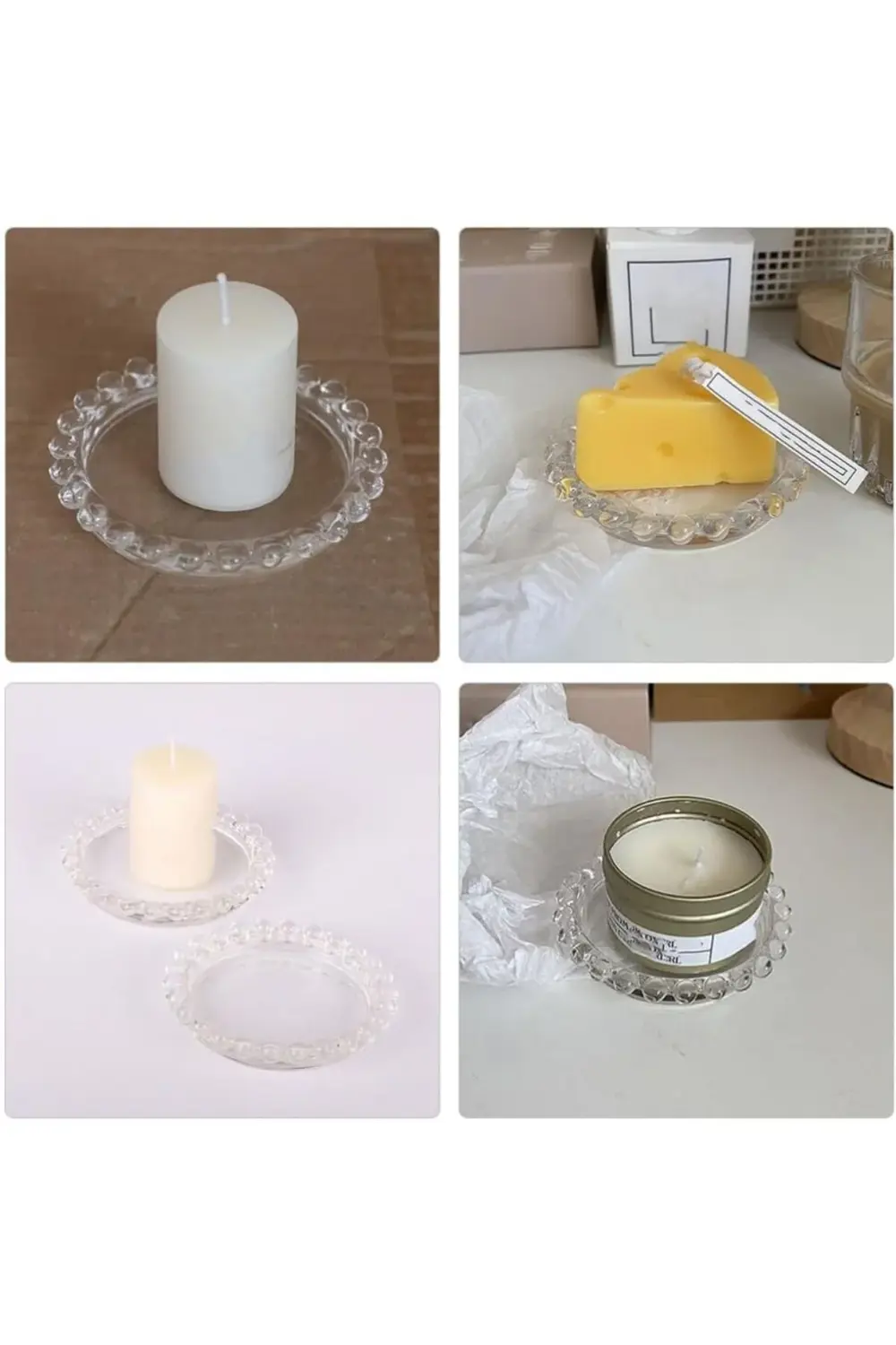 6 Adet Kristal Mika Yuvarlak Çay Tabağı Kahvaltı Tabağı Boncuklu