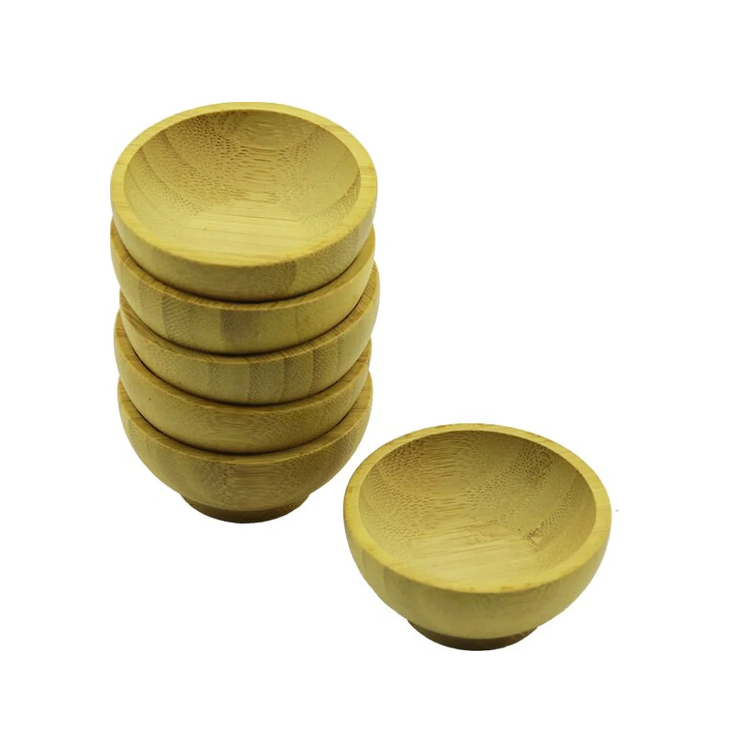 6 Adet Mini Ahşap Bambu Lokumluk - Çerezlik Kase Derinlik: 1.5cm 
