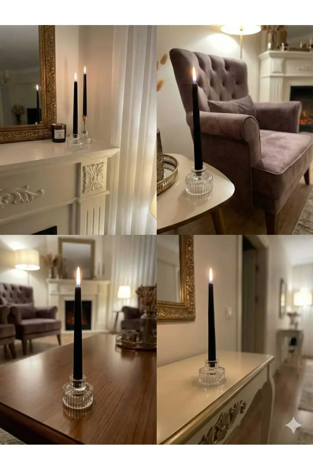 6 Adet Origami Desen Çizgili Cam Mumluk | Çok Amaçlı Mumluk Çerez