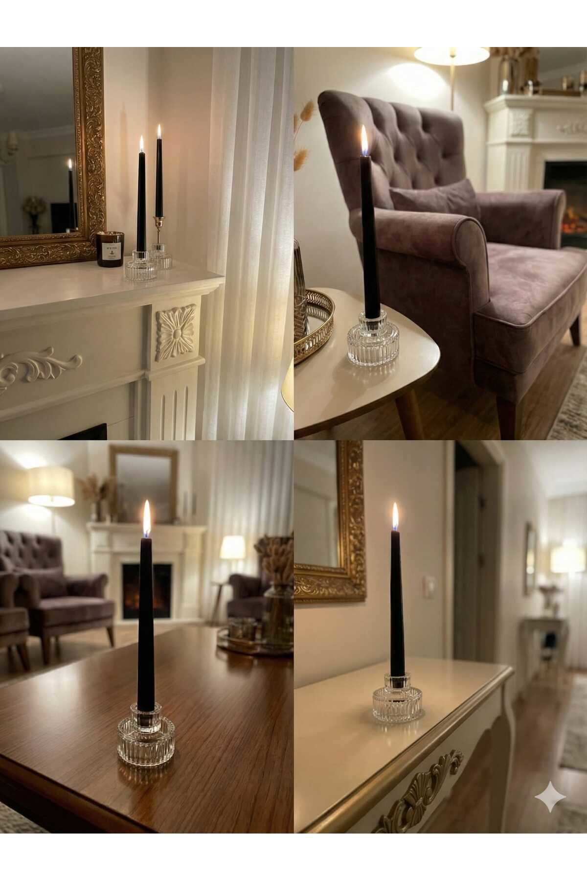 6 Adet Origami Desen Çizgili Cam Mumluk | Çok Amaçlı Mumluk Çerez