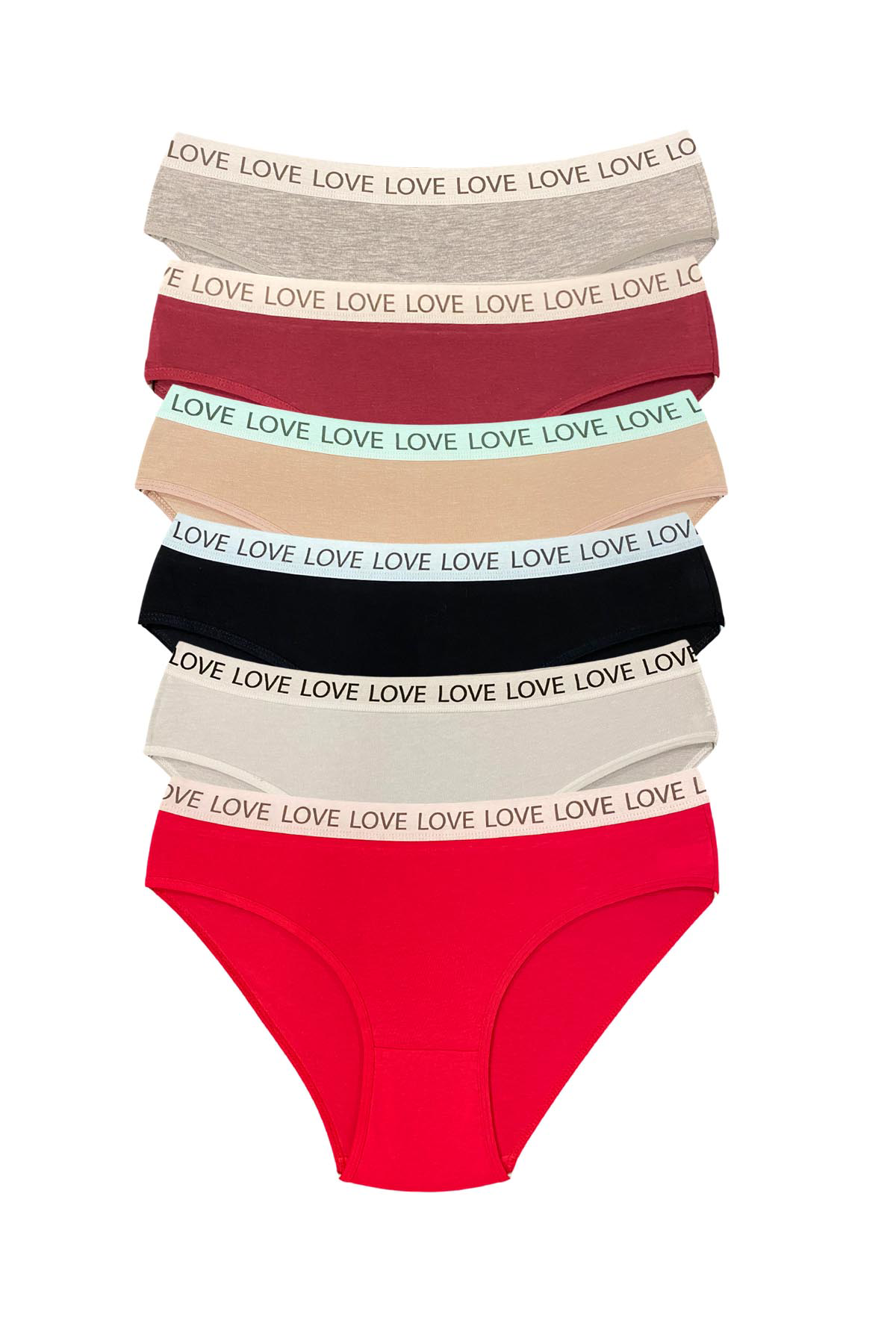 6 Adet Pamuklu Esnek Kadın Slip Bikini Külot Geniş Lastikli Baskı