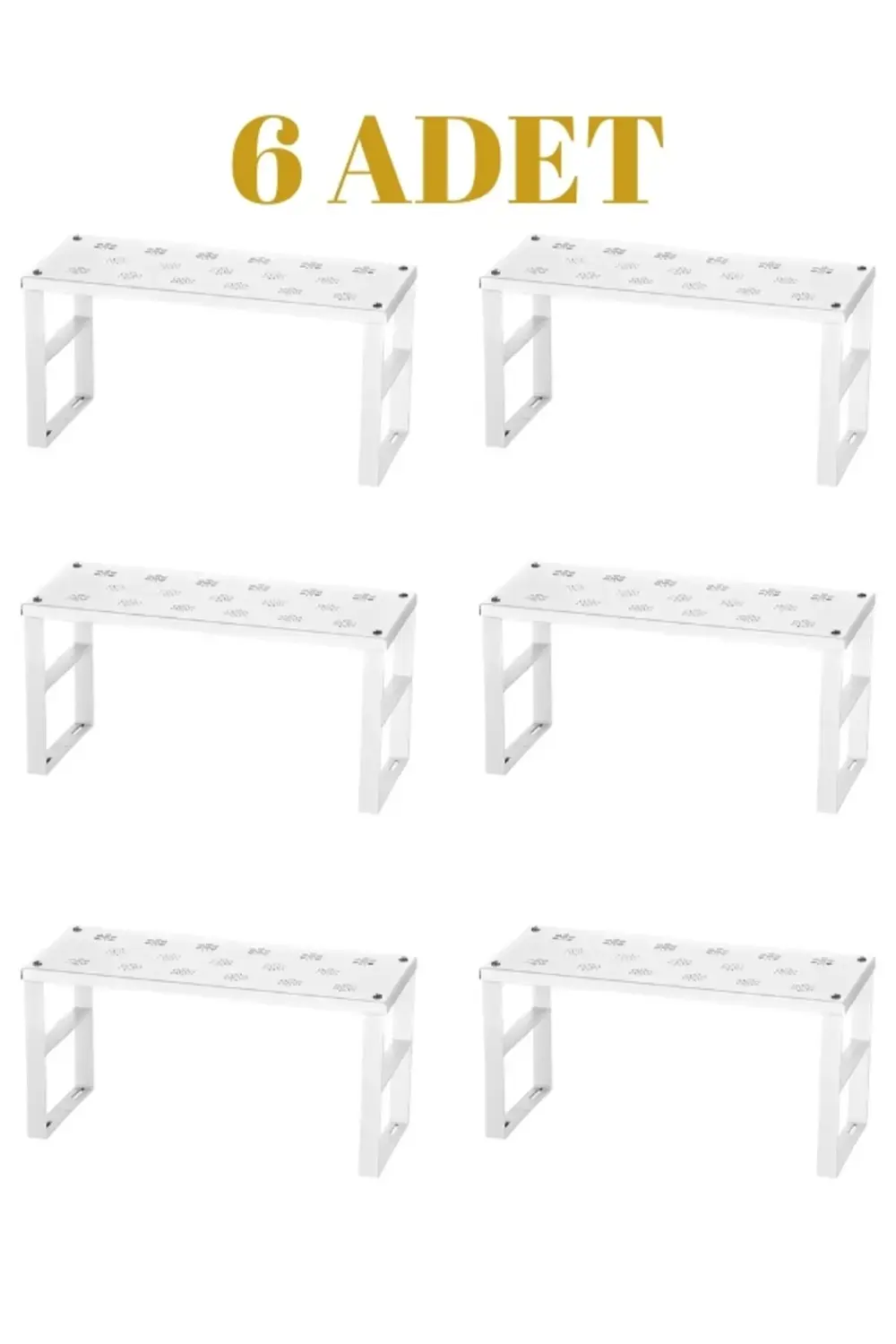 6 Adet Paslanmaz Metal Dolap İçi Düzenleyici Raf Bardak Tabak Bah