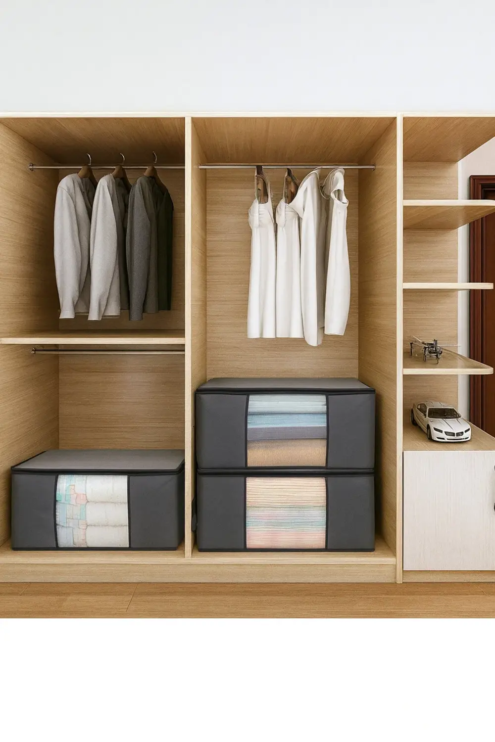 Pazar Kapısı 6 Adet Pencereli Yastık Saklama Hurcu - Mega Boy Yorgan Hurç Orga