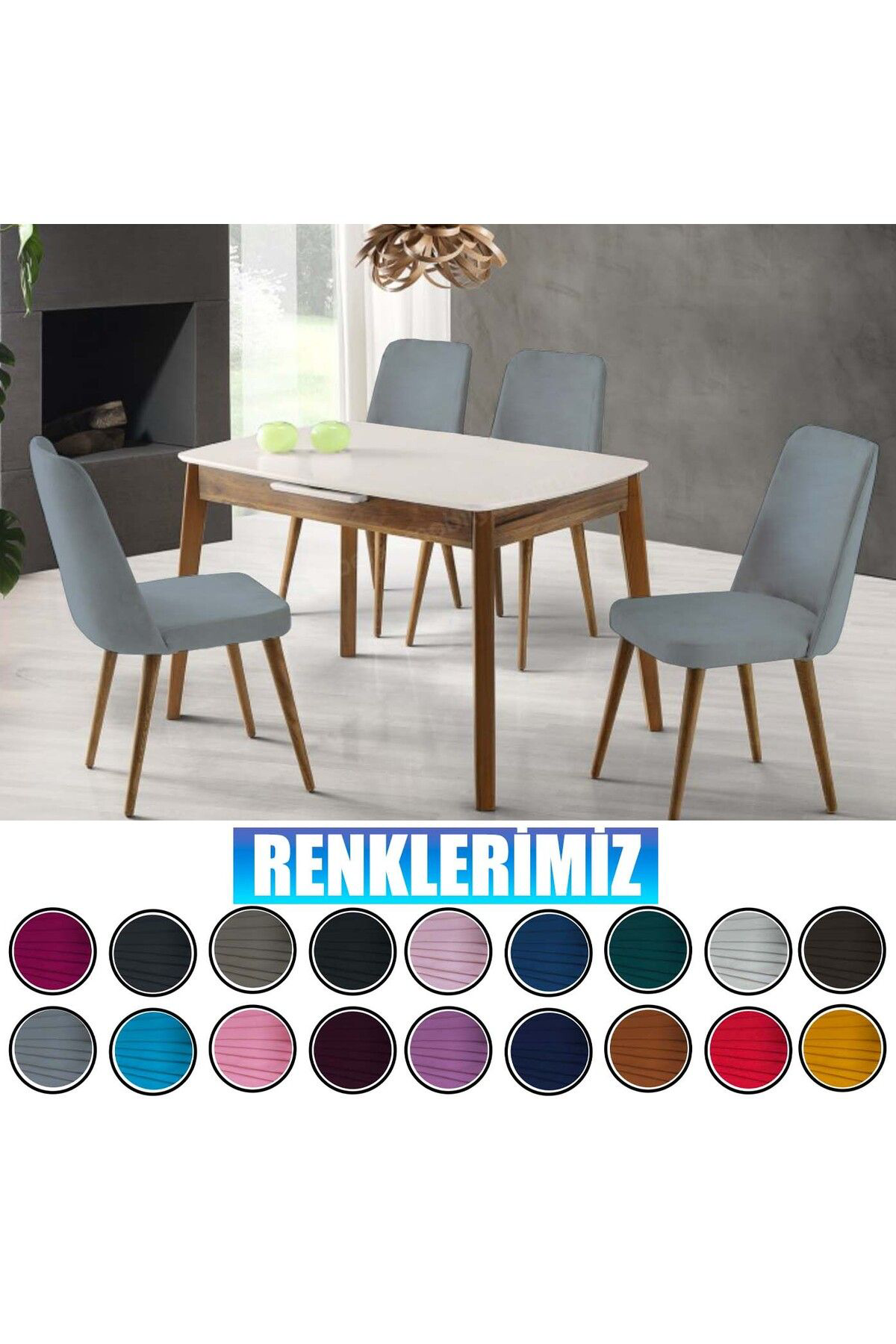 Home 6 Adet Petek Kumaş Gül Tipi Sandalye Kilifi & Sandalye Örtüsü Set