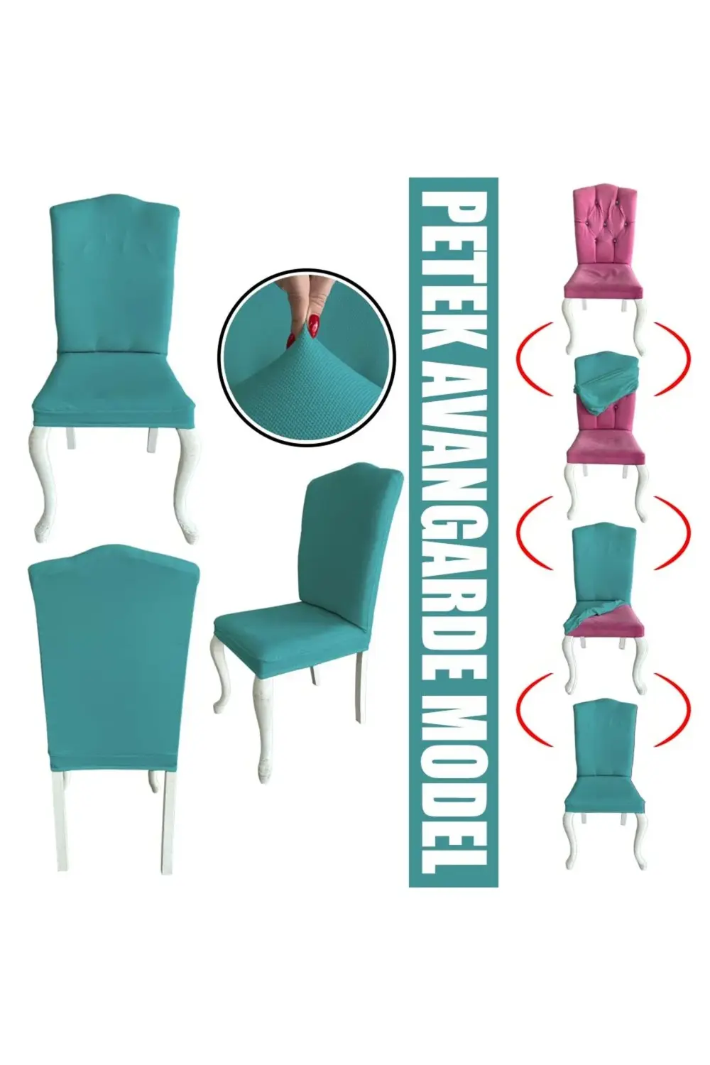 6 Adet Petek Kumaş Avangarde Tipi Sandalye Kılıfı & Sandalye Örtü