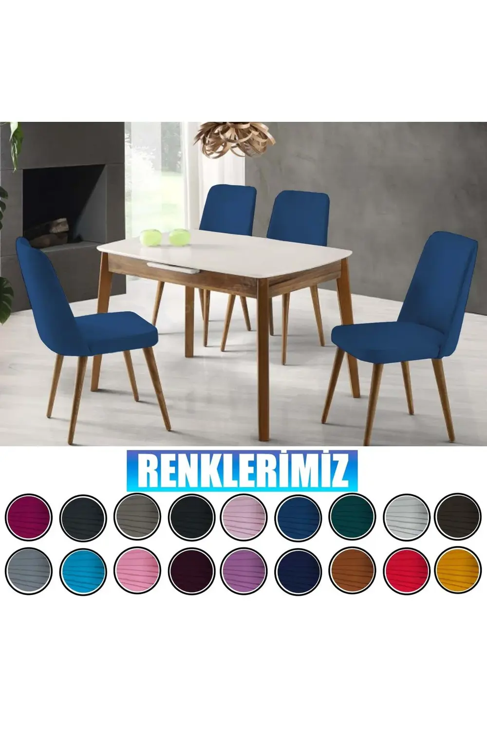 6 Adet Petek Kumaş Gül Tipi Sandalye Kılıfı & Sandalye Örtüsü Set