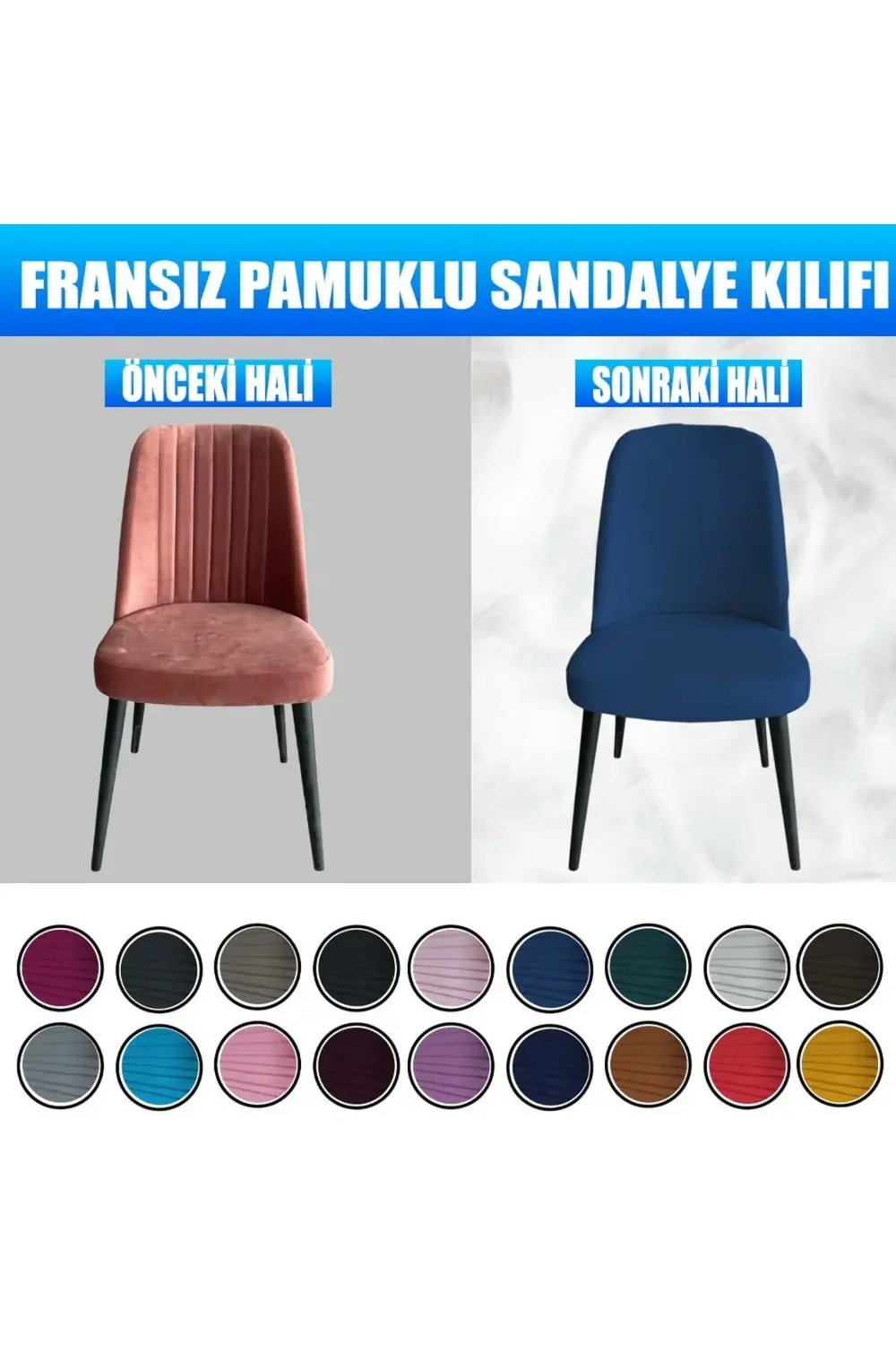 6 Adet Petek Kumaş Gül Tipi Sandalye Kılıfı & Sandalye Örtüsü Set