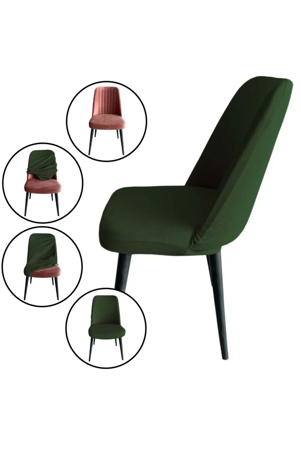 6 Adet Petek Kumaş Gül Tipi Sandalye Kılıfı & Sandalye Örtüsü Set